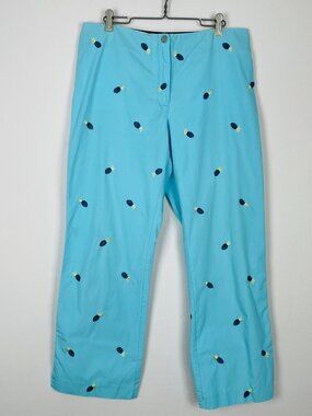 Vtg Y2K Tommy Hilfiger Ankle Pants Sz 10 Blue Pineapple Golf Preppy Old Money